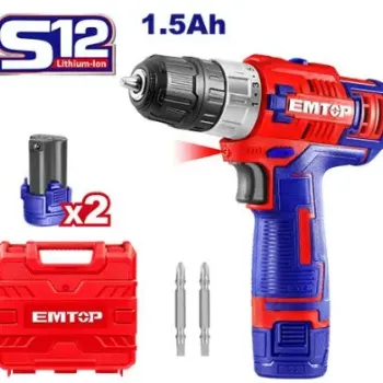  ام توب ECDL12622 شنيور بطارية 12 فولت 1.5 أمبير , 2 بطارية 