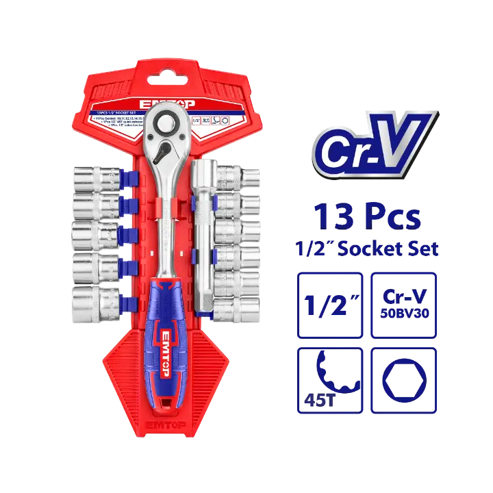 ام توب ESKT12131 طقم يد سيستيم 13 قطعة 1/2" بوصه من 10 - 24 مللي