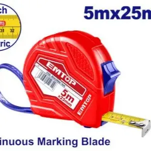   ام توب EMTP15201 متر قياس 5 متر , 25 مللي جسم بلاستيك