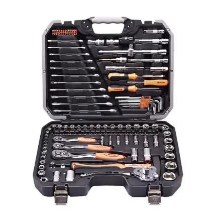 هاردن 510822 طقم لقم رباط 132 قطعة 1/4 بوصة + 3/8 بوصة +1/2 بوصة +11 قطعة بلدي مشرشر شنطة فايبر