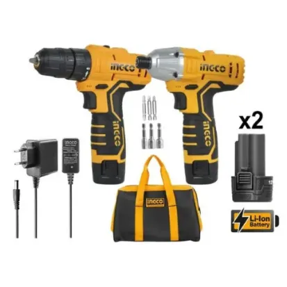  انكو CKLI1201 طقم شنيور + دريل شحن 12 فولت +2 بطاريه 1.5 امبير 