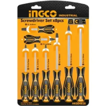  انكو HKSD0828 طقم مفكات عادة/صليبة يد كاوتش 8- قطع 
