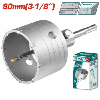 توتال TAC430801 بنطة كباية خرسانه 80 مم + وصله SDS + دليل سنتر