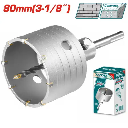 توتال TAC430801 بنطة كباية خرسانه 80 مم + وصله SDS + دليل سنتر