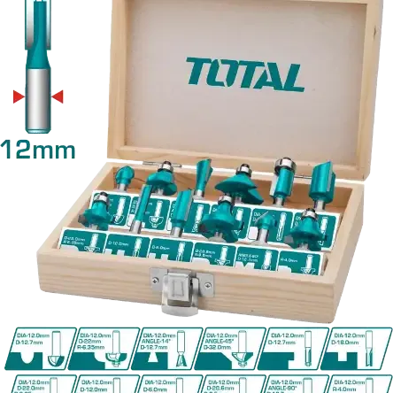 توتال TACSR2121 طقم بنط رواتر 12 قطعة كعب 12مم