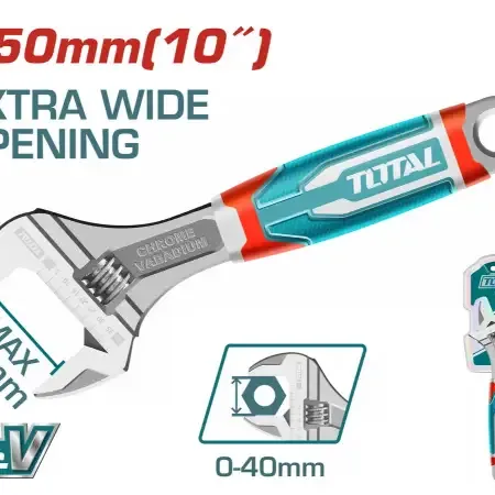 توتال THT101106 مفتاح فرنساوي 10 بوصة يد كاوتش