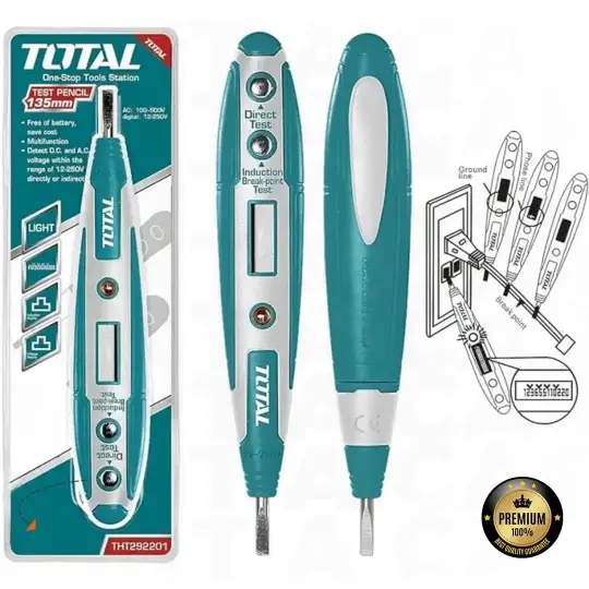 توتال THT292201 مفك تيست ديجيتال من 12 فولت الى 220 فولت   