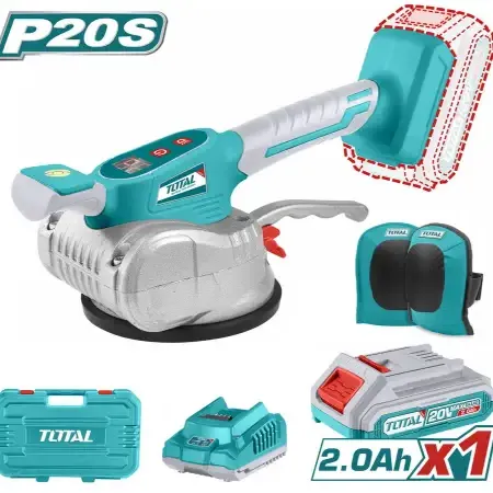 توتال TTVLI20101 هزاز سيراميك 20 فولت مع بطارية 2 أمبير و شاحن و طقم حماية ركبة