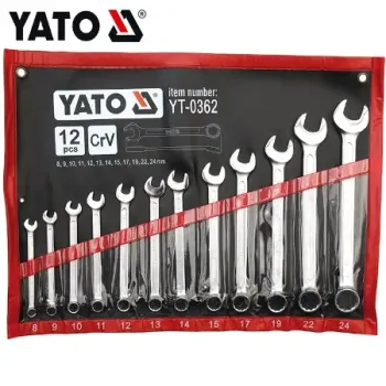 ياتو YT-0362 طقم مفتاح بلدي مشرشر 12 قطعه مقاس من ( 8مم - 24 مم )