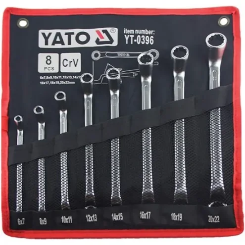 ياتو YT-0396  طقم مفتاح عدة حلقي ثنائي سداسي 8 قطع/مجموعة 6×7-20×22 