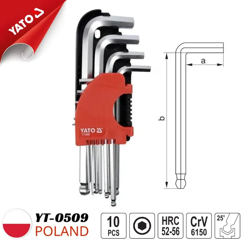 ياتو  YT-0509 طقم الن كيه مسدس وبلية طويل 10 قطع  