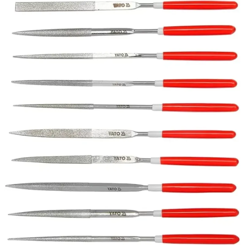 ياتو YT-6144 طقم مبارد ماسية رفيعة مكون من 10 قطع مقاس 3X140X50 مم طراز YT-6144 فضي / أحمر 50x3x140مم  