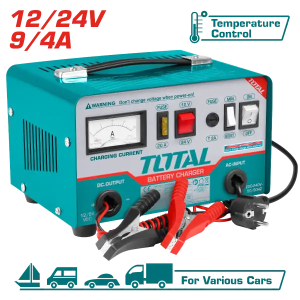 توتال  TBC1601 شاحن بطارية 12 أمبير 12-24 فولت   