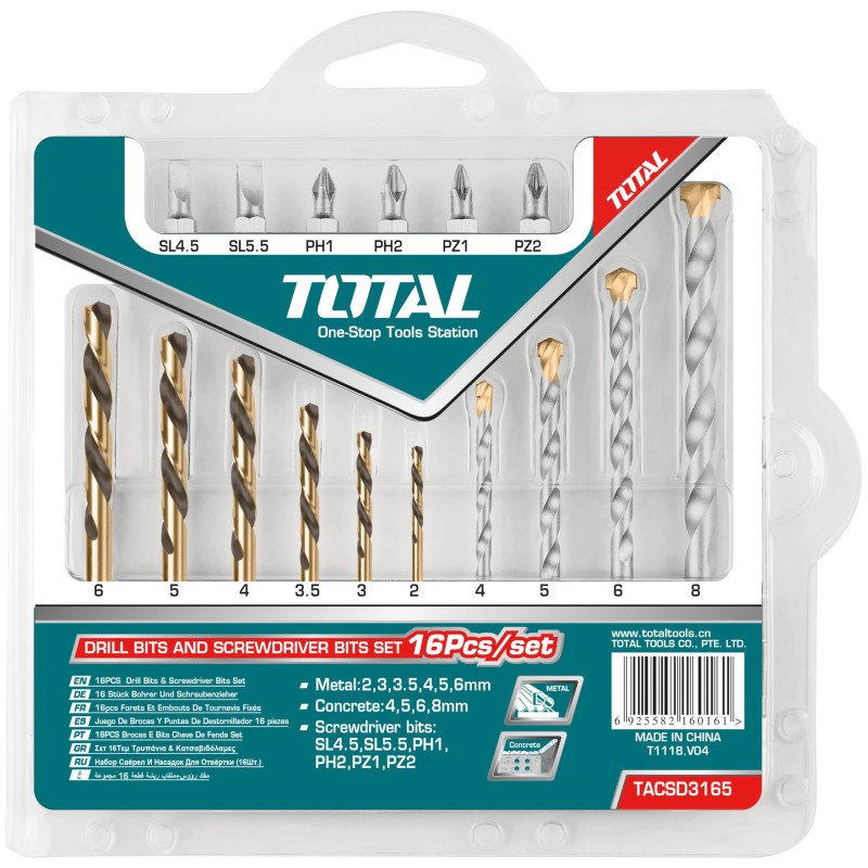 توتال TACSD3165 طقم بنط وسنون مفك 16 قطعة